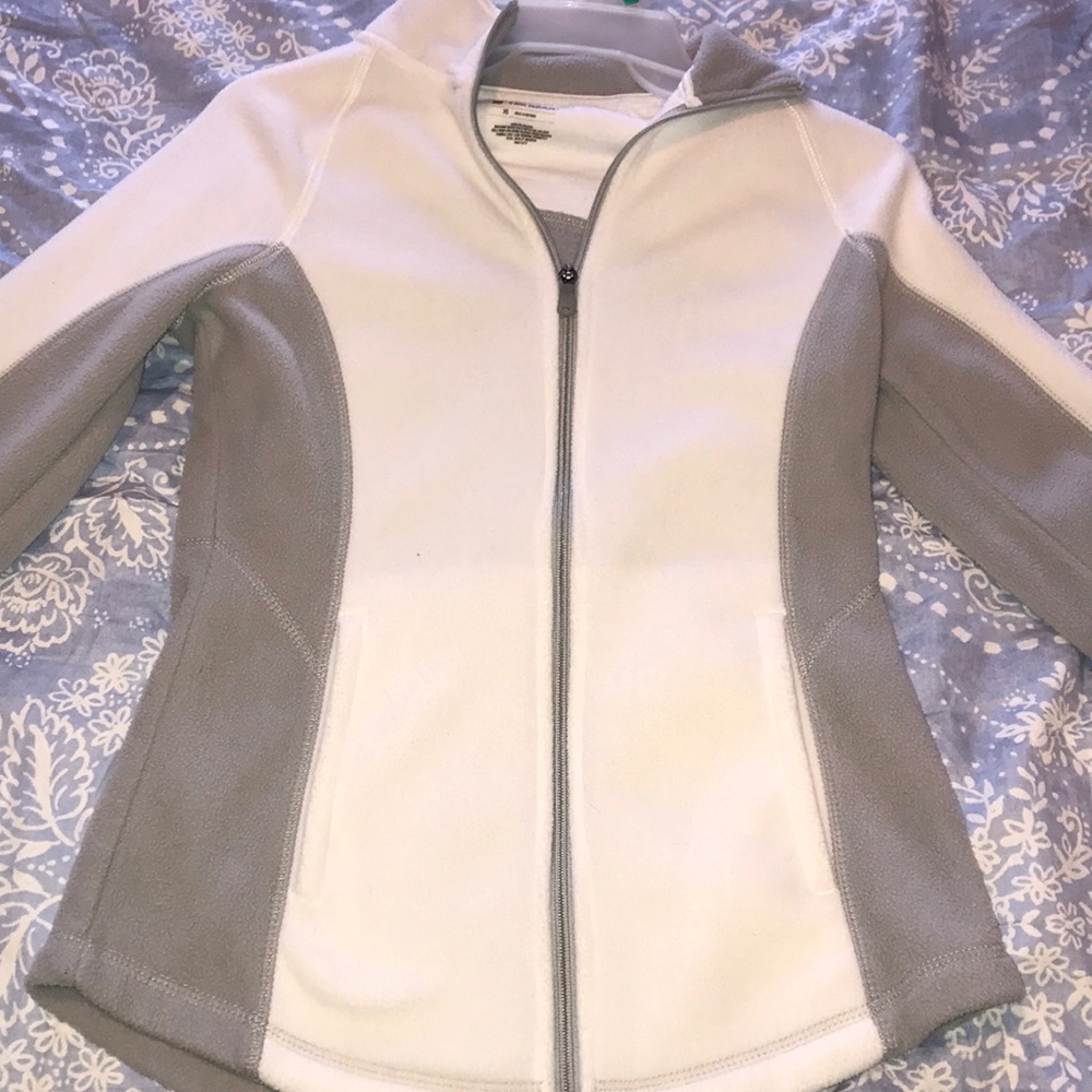 Grey & White Zipdown Athletic Jacket